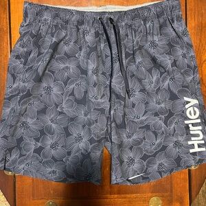 Hurley Men’s Navy Swim Trunks with Tropical Floral Print